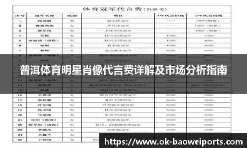 普洱体育明星肖像代言费详解及市场分析指南